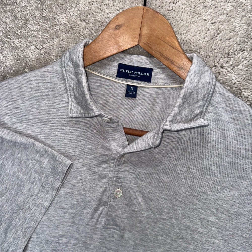 Peter Millar Collection Men's M Gray Short Sleeve Cotton Modal Polo Shirt